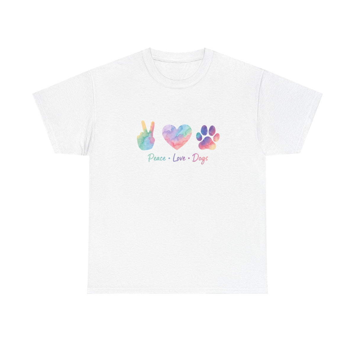 Peace • Love • Dogs Rainbow Paw Graphic Tee