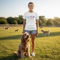 Load image into Gallery viewer, Peace • Love • Dogs Rainbow Paw Graphic Tee
