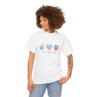 Load image into Gallery viewer, Peace • Love • Dogs Rainbow Paw Graphic Tee
